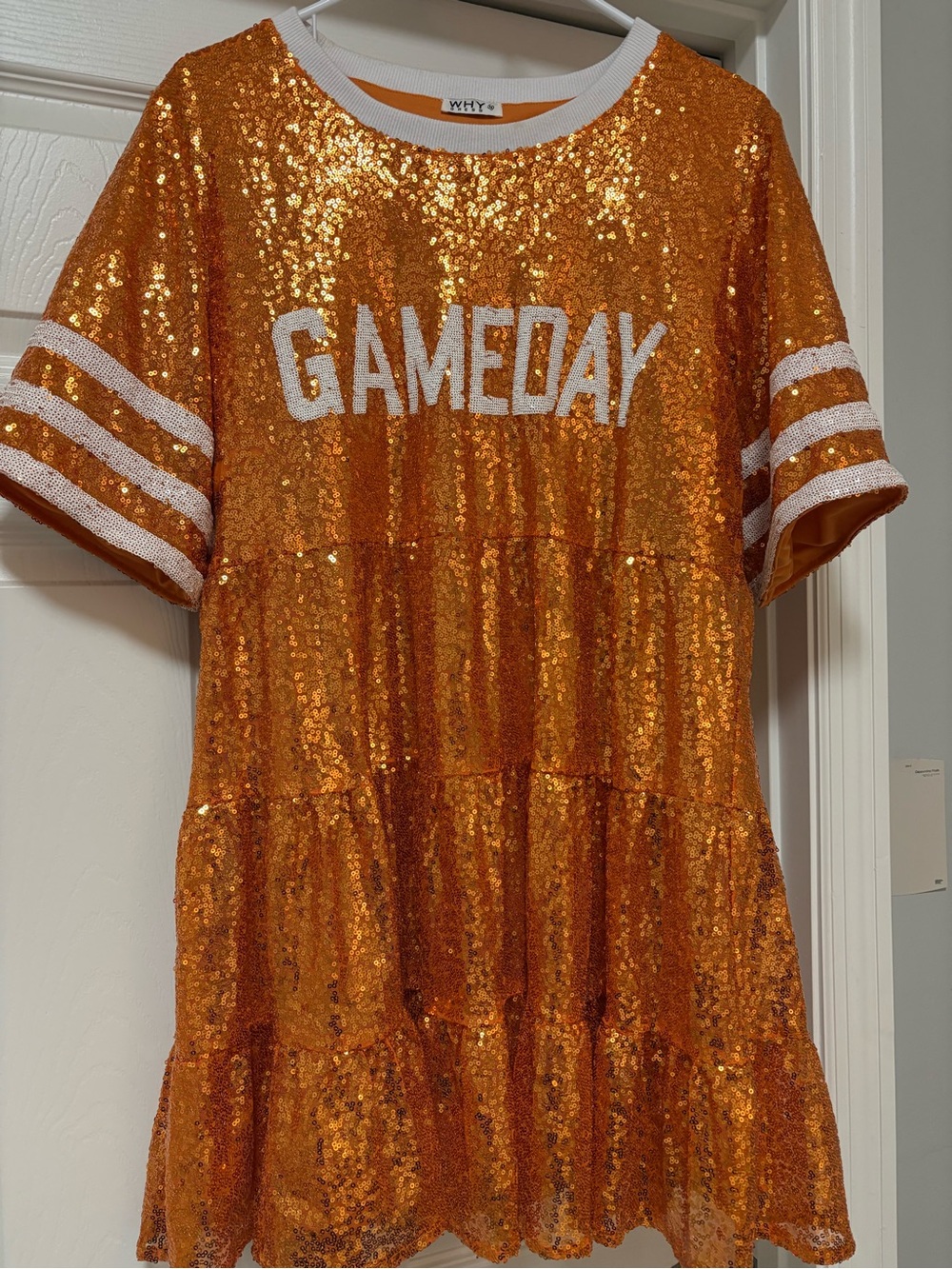 WYLIE Orange Sequin 'GAMEDAY' Mini Dress